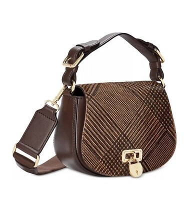 Ralph Lauren Glen Plaid Haircalf/Leather Tanner Medium Crossbody
