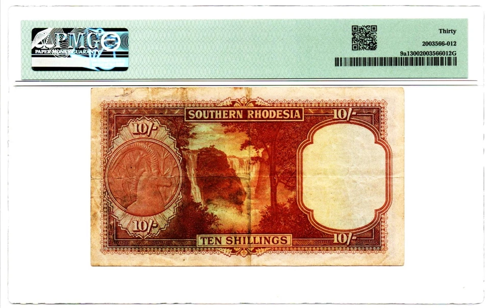 Southern Rhodesia: 10 Shillings 1.7.1942 Pick 9a1. PMG Very Fine 30 - Image 2 of 2