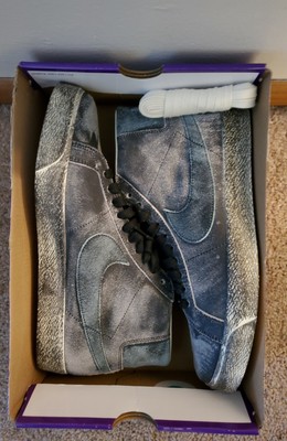 Nike Sb Zoom Blazer Mid Prm Men Sz 12 Black Light Dew Coconut Milk Da19 001 Ebay