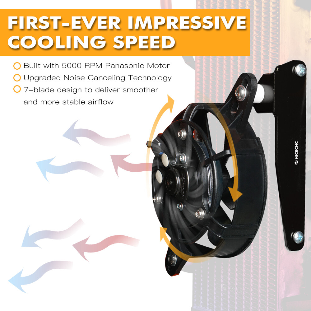 NiceCNC Radiator Cooling Fan Kit For KTM 150-500 XCW/EXC/EXCF 2017-2023 - Black/Orange
