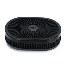 Black 5-18 Carb Neck 12 Oval Super Flow Thru Air Cleaner Washable Black 5-18 Carb Neck 12 Oval Super Flow Thru Air Cleaner Washable