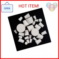 26 Pack Solid Rubber Stopper, White Lab Plug, 000 - 8 Sizes Assortment, 11 Ass