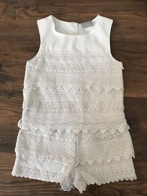 AH. Mädchen Alter 7 Jahre weiß Playsuit KINDER STUFEN SOMMER SMART PARTY ÄRMELLOS