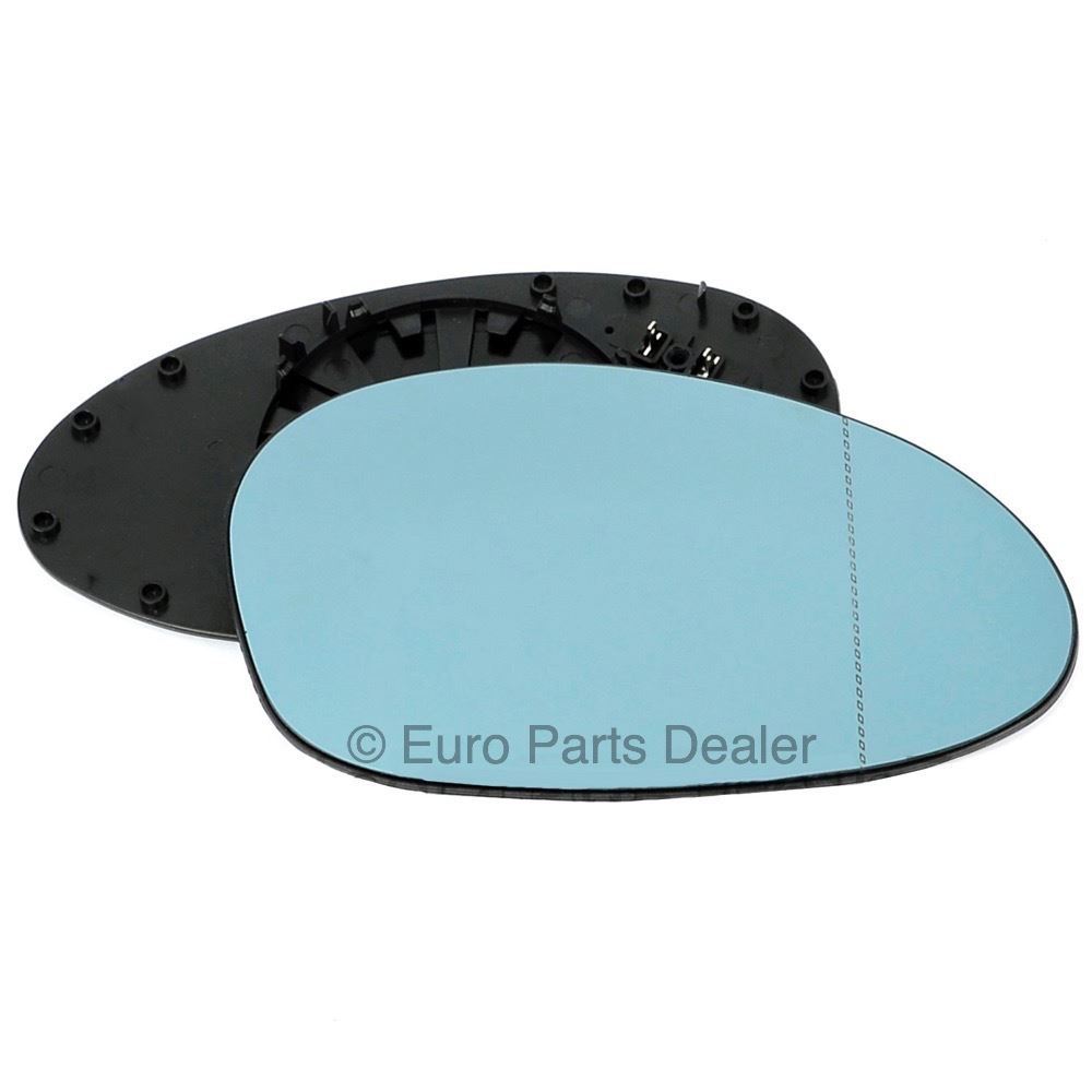 Right side mirror glass with clip for BMW M3 E46 00-06 Blue Aspherical Heated