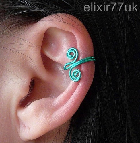 NEW SWIRL SPIRAL TWIST EAR CUFF CLIP WRAP CARTILAGE EARRING EMO PUNK GOTHIC GIFT - Picture 47 of 48