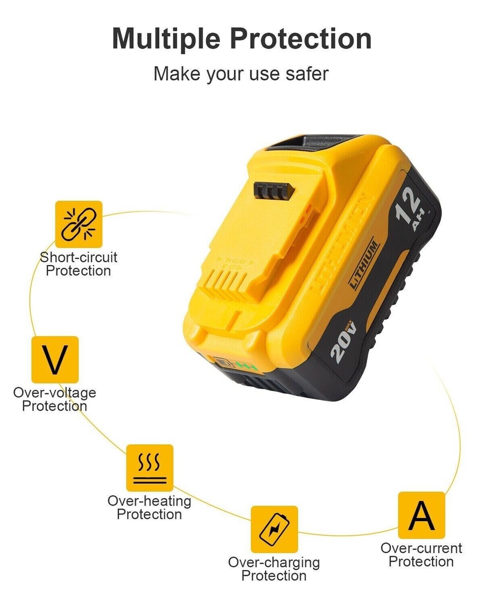 Dewalt 20v Battery Pack 12000mAh Replacement For Dewalt 20V MAX