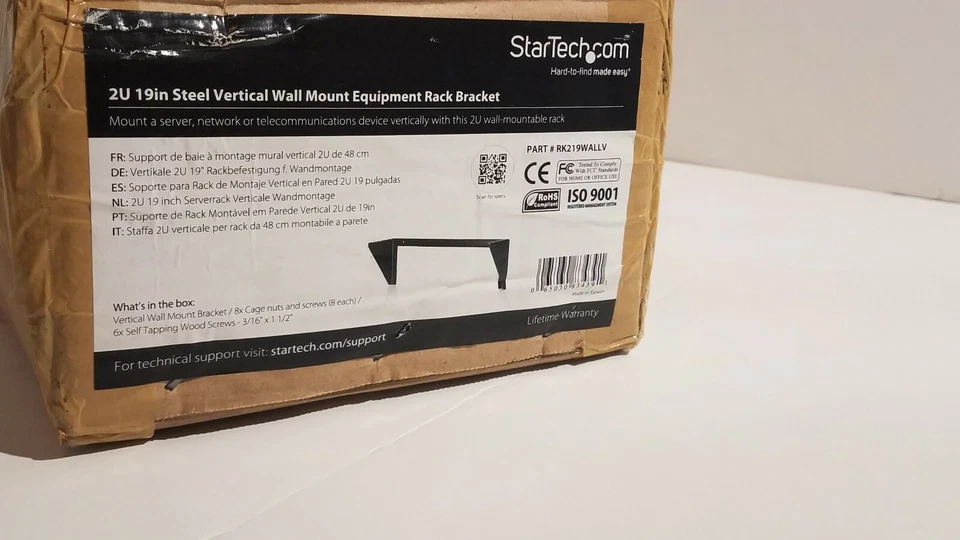 STARTECH 2U 19IN STEEL VERTICAL WALL MOUNT EQUIPMENT RACK BRACKET RK219WALLV - Image 3 of 4