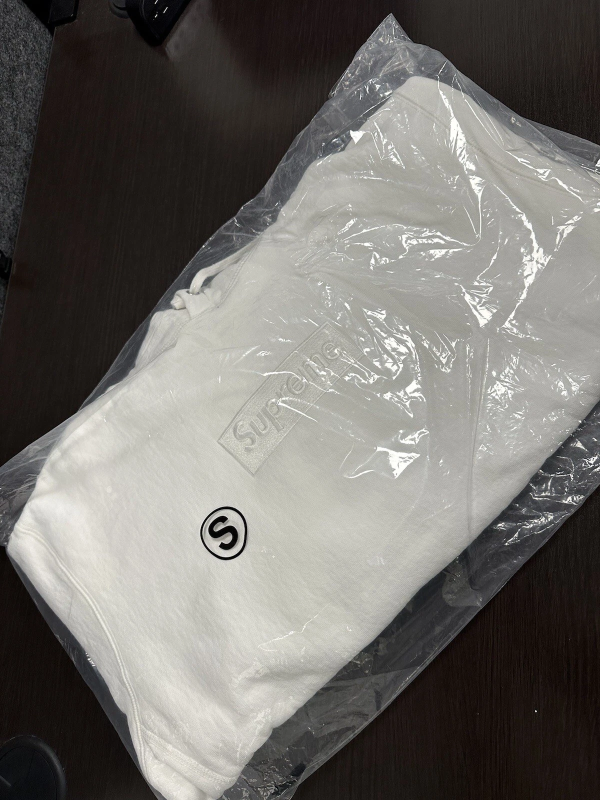Sweat shirt à capuche blanc logo Supreme Box petit FW23