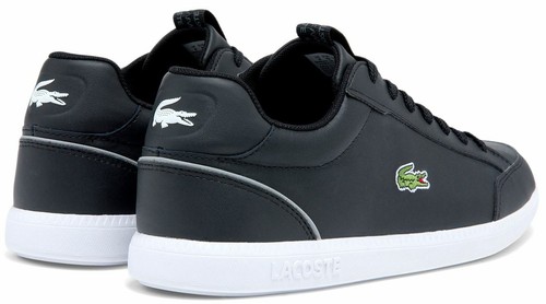 Lacoste Graduate Cap Black White Mens Leather Traiiners, 8 UK