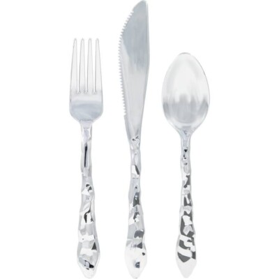 Michael Aram MADHOUSE 12 piece Cutlery Silver Rock Acrylic Spoon Forks Knives
