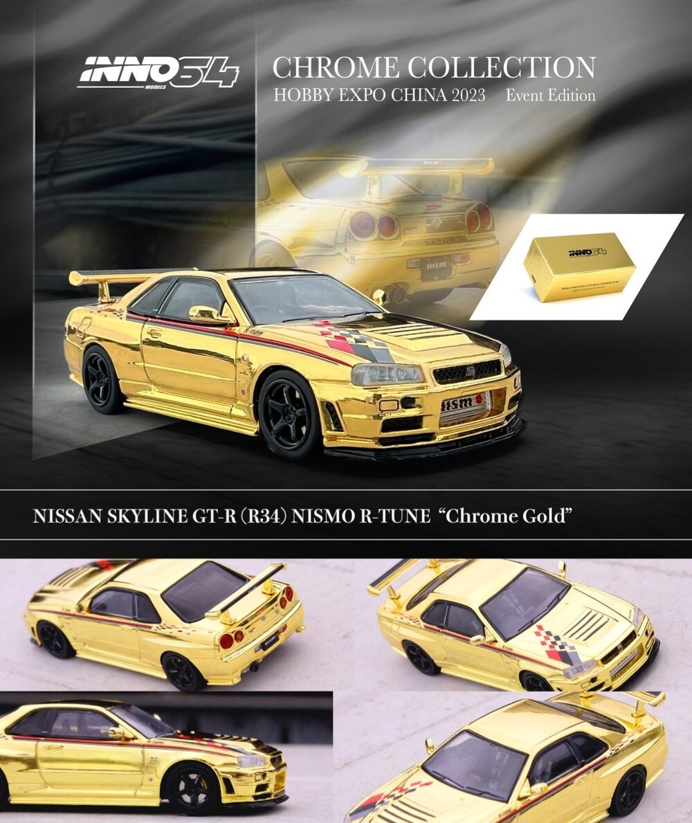 イノモデル スカイライン GT-R R34 R-Tune ゴールドクロムメッキ イノモデル スカイライン GT-R R34 R-Tune ゴールドクロムメッキ