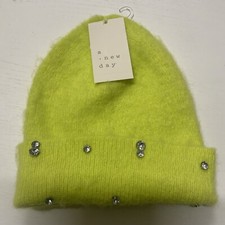     Women's A New Day Neon Green Winter Hat Blitz Faux Diamonds One Size