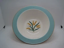 International Co Alliance Ohio Viking Wheat 9" Serving Bowl Aqua Rim