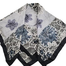 Adrienne Landau Studio Scarf Blue Gray Floral Large 34/34"