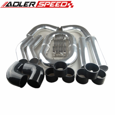 3'' Inch Turbo Intercooler Aluminum w/U Pipe Silicone Coupler Clamp Kit USA
