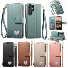 For iPhone 17 16 15 14 13 12 Pro Max Zipper Leather Card Slot Wallet Flip Case