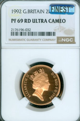 1992 GREAT BRITAIN 2 PENCE NGC PF69 UCAM RD MAC FINEST GRADE & SPOTLESS .