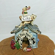 Blue Sky Clayworks Puppy Palace No Katz Heather Goldminc Doghouse Dog Tea Light