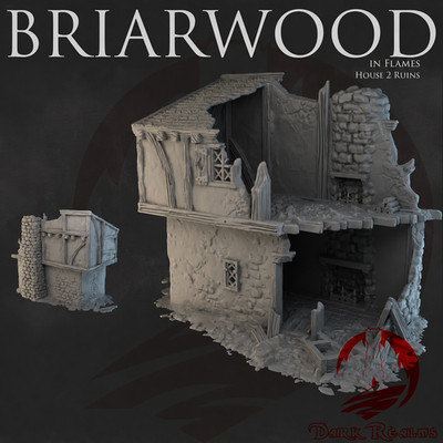 Medieval House #2 Ruins   Miniature 28mm Terrain for Dungeons & Dragons