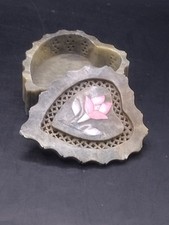 Vintage Hand Made Soapstone & MOP Inlay Heart Shaped Trinket Stash Rf200#5