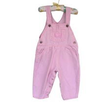 Vintage OshKosh B'gosh Pink Striped Overalls Unisex Baby Toddler 18-24 Months
