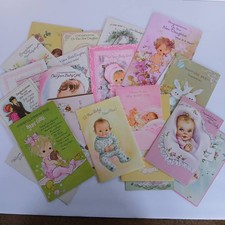 Lot Of 22 Vintage Congratulations Baby Girl / Boy Greeting Cards Kitschy