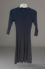 Worthington Dark Gray Black Sweater Dress with Flare Skirt Size Medium Stretch
