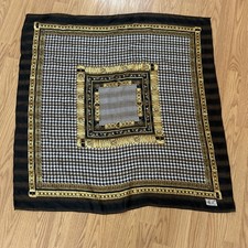 Vintage Beautiful 100 Scarf Silk Square Black Gold