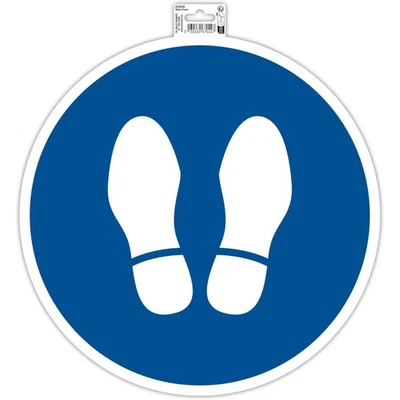 Panneau adhésif - Obligation d'arrêt - 35cm diamètre - Bleu/blanc - PVC - Signal - Photo 1/2
