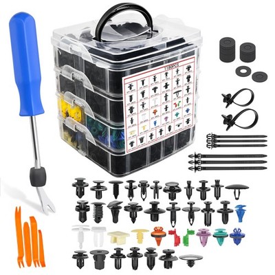 1295PCS Car Retainer Clips Auto Fasteners Push Trim Clips Pin Rivet Bumper Kit