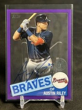 2020 Topps Clearly Authentic Austin Riley 1985 35th Anniversary Auto Purple /10