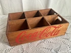 Vintage Coca-Cola Coke Wooden Box 6 Bottle Carrier Holder w/ Handle