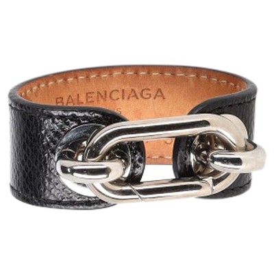 Balenciaga Silver Mallian Manschette aus Leder Damen schwarz Einheitsgröße