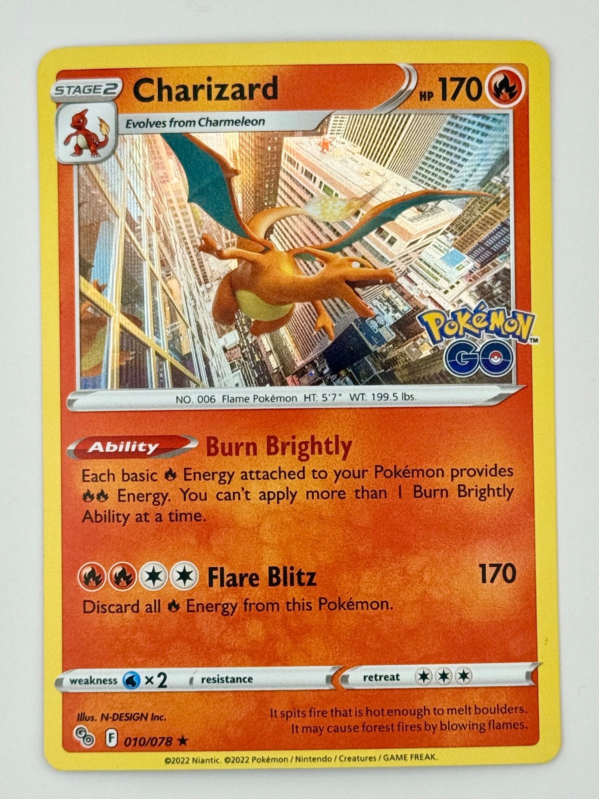 🇨🇦 Charizard Holo Rare Pokemon GO 010/078 NM Pokemon TCG