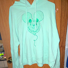 Disney Mickey Mouse Mint Green Pullover Fleece Hoodie Womens L