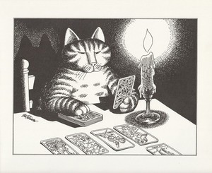 Kliban Cat Art Print Tarot Card Vintage Lithograph Cartoon Kitty Kitten