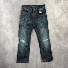 GS-115 Kids Jeans Size 6 Dark Wash Distressed Whipstitch Denim Retro Cowgirl