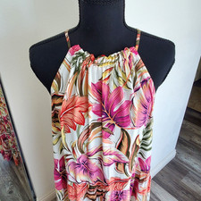 Cece Sleeveless High Neck Maxi Dress Size XL Tie Back Beach Tropical Vacation