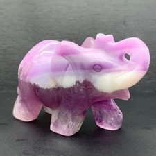 335g RARE  and colorful fluorite crystal elephant gifts hand-carved elephant