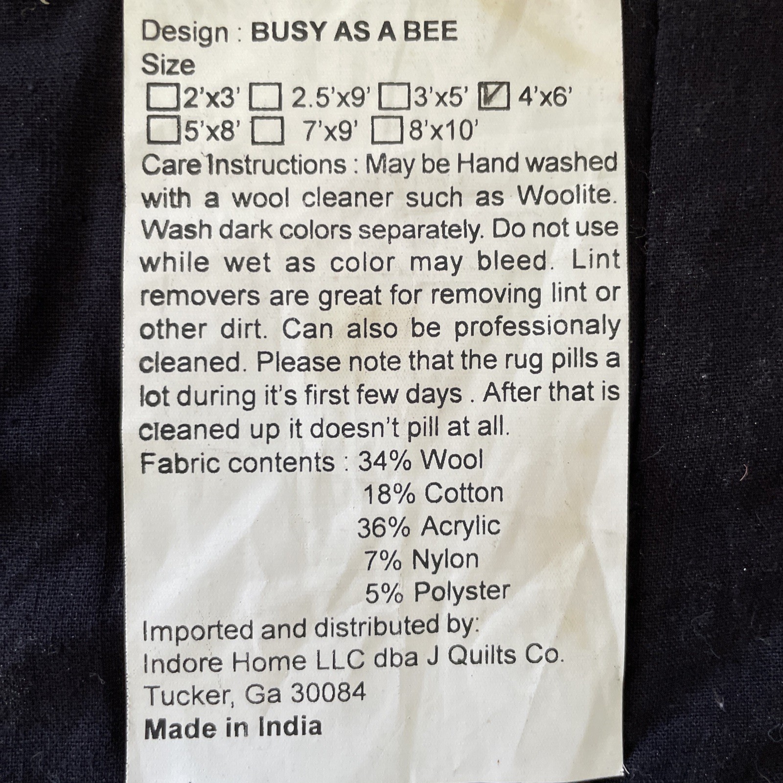 WOOL Hand Appliqué Tree, Flowers FOLK ART WOOL LARGE RUG 4’X6’ Rare