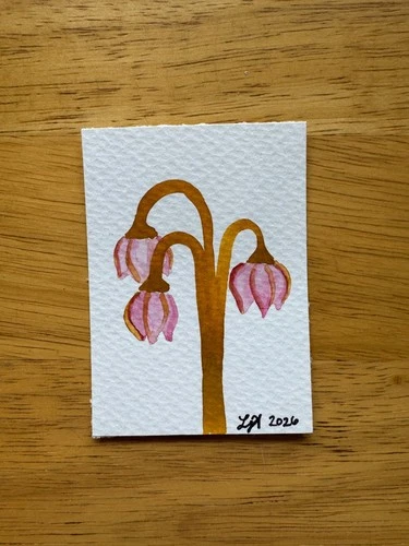 Original ACEO, Rose Style Lamp Created by joye.art, 2.5x3.5, Watercolor Painting