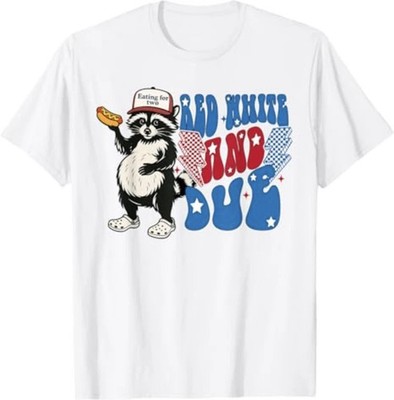 Red White And Due Funny Raccoon 4th Of July Patriotic T-Shirt