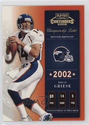 2002 Playoff Contenders Championship Ticket 36/250 Brian Griese #38 11y7