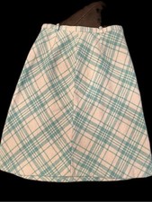 Vintage Classic A-Line Plaid Skirt in Mint and Cream
