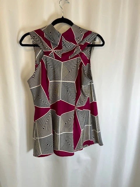 Sunny Leigh Womens Size L Multi-Color Geometric Sleeveless Cowl Neck Blouse Top - Изображение 2 из 4