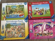 Ravensburger Puzzle LOT 4 100 200 XXL Large Pieces Mario Unicorns Beach