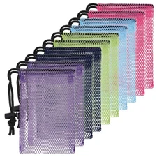 5 Pcs Colorful Drawstring Mesh Bags Small Nylon Storage with Cord Lock
