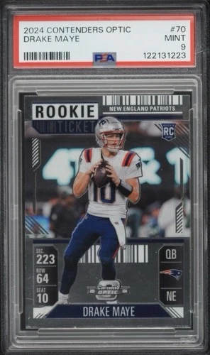 2024 Contenders Optic DRAKE MAYE Rookie Ticket New England Patriots PSA 9 Mint