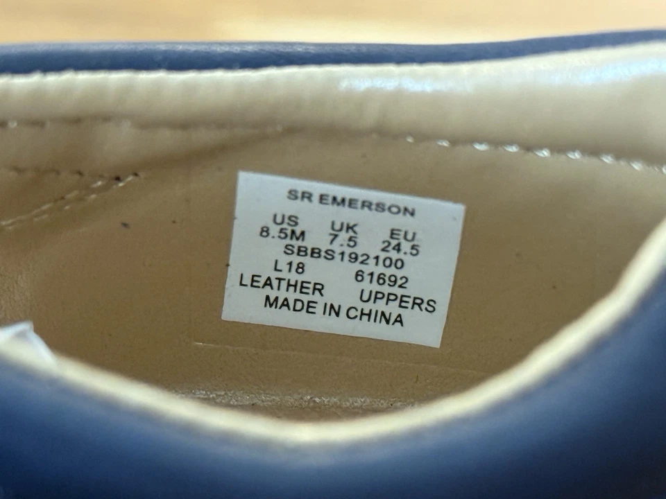 Zapatos Stride Rite Niños Pequeños Emerson Cuero Azul Marino Talla 8.5M Nuevos en Caja Foto 3 de 3