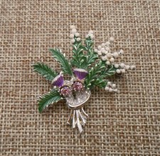 Vintage Exquisite Thistle Bouquet Brooch Pin Rhinestone Signed EXQIUSITE P105
